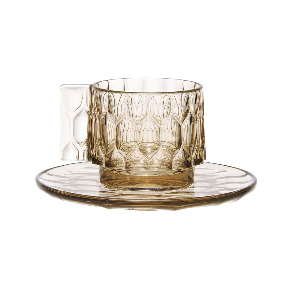 Kartell Jellies Family Tasse und Unterteller, Thermoplastisches Technopolymer, Grün, 12 x 10 cm Kaff