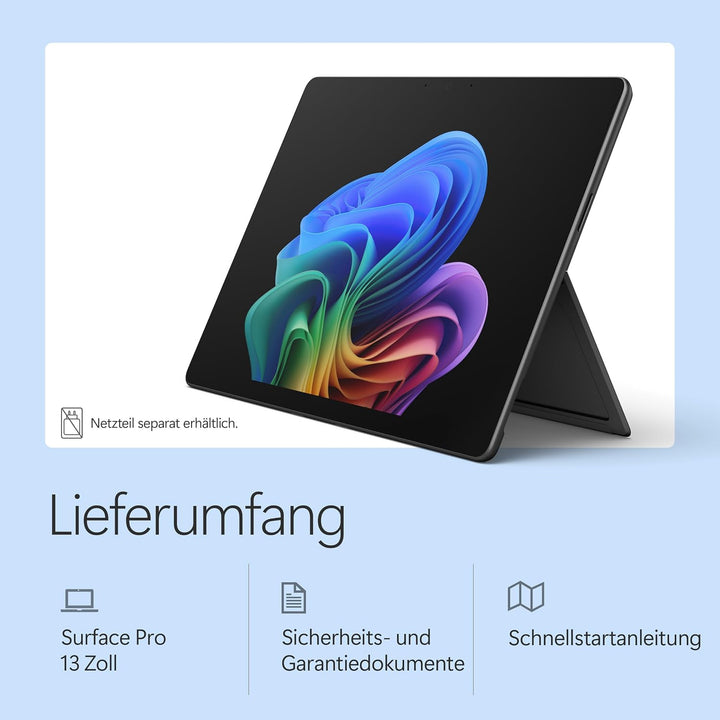 Microsoft Surface Pro | 13" OLED | Snapdragon® X2 Elite (12 Kerne) | 16GB RAM | 512GB SSD | Schwarz