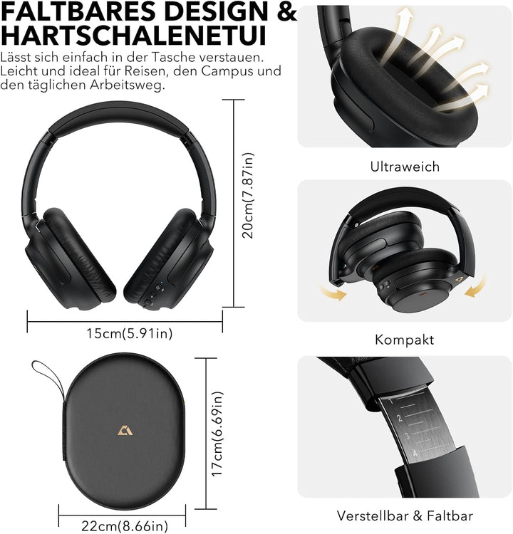 1Mii AI E700 Kabellose Bluetooth Over-Ear-Kopfhörer mit Active Noise Cancelling, Hi-Res Audio LDAC/a