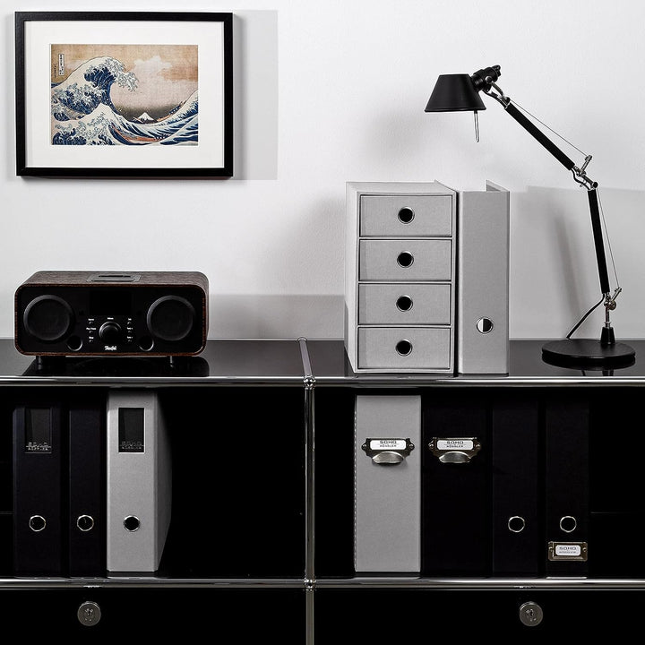 Rössler 1524452174 - S.O.H.O. 4er Schubladenbox für DIN A5, mit Griffloch, Stone, 250 x 175 x 320 mm