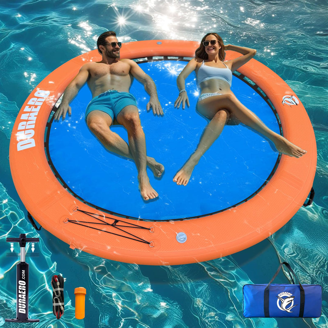 Aufblasbare Wasserhängematte, Rundes Schwimmdock, Schwimmring für See & Pool, Grosses Familien-Insel