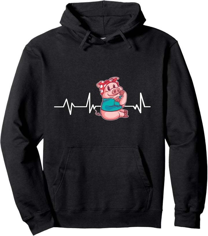Rockabilly Schwein Herzschlag Geschenk Rockabilly Schwein Pullover Hoodie