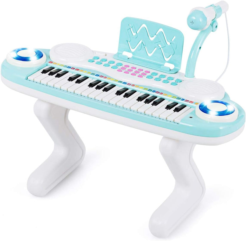 COSTWAY 37 Tasten Klaviertastatur mit Licht, Kinder Keyboard mit Ständer, Klavier Spielzeug elektron