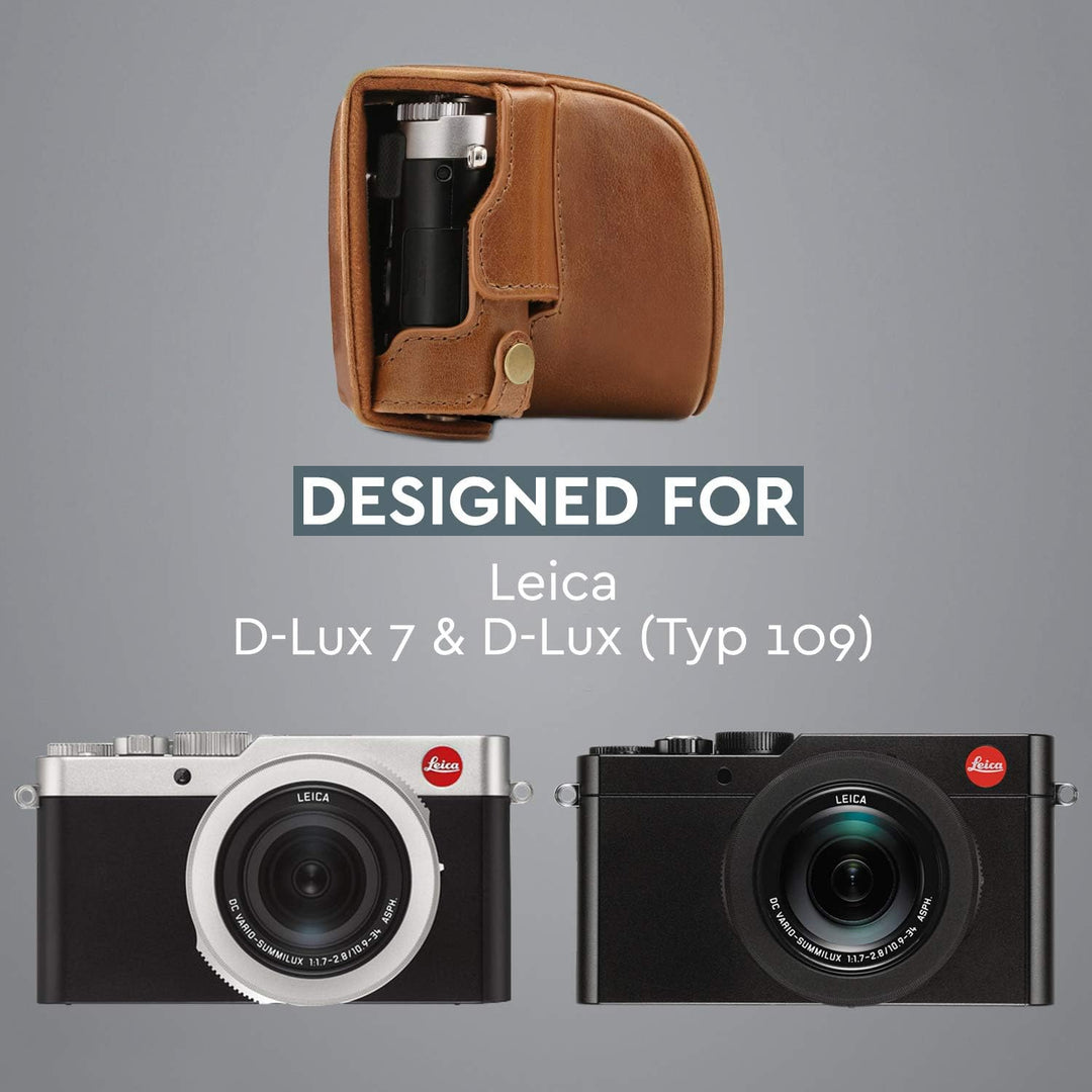 MegaGear MG1606 Leica D-Lux 7 Ever Ready Echtleder Kamera-Case mit Trageriemen - Braun, Braun