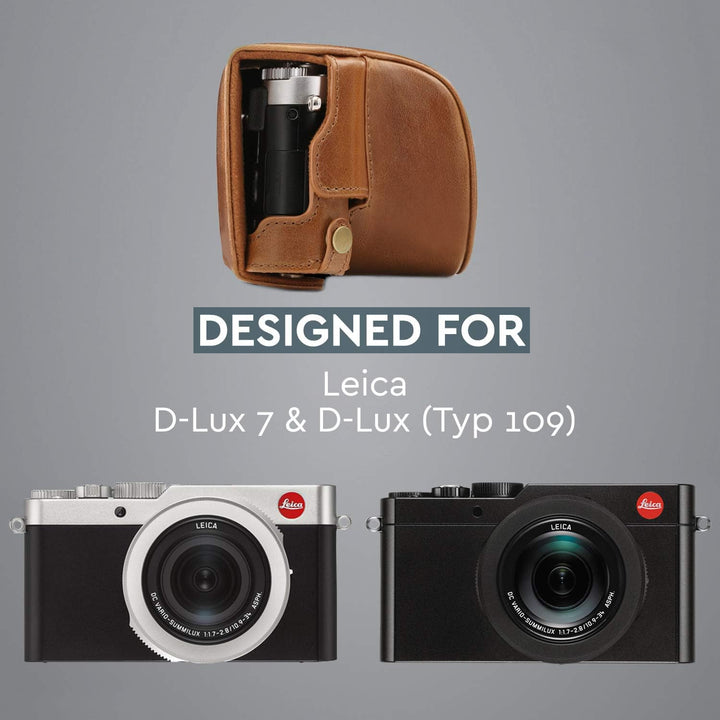 MegaGear MG1606 Leica D-Lux 7 Ever Ready Echtleder Kamera-Case mit Trageriemen - Braun, Braun