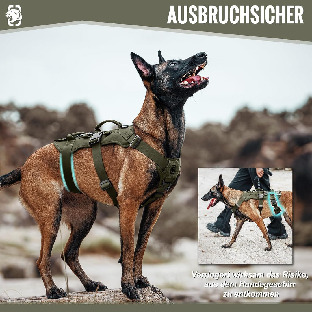 OneTigris Hundegeschirr, T-Bone Taktisches Geschirr mit 2 Griff Ausbruchsicher Einstellbar Brustgesc