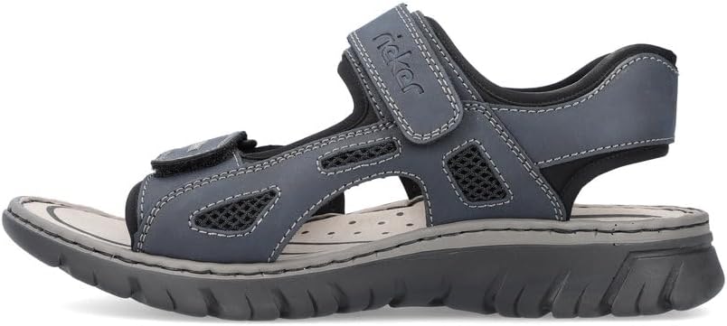 Rieker Herren Klassische Sandalen 22761, Männer Sandalen 44 EU Blau Navy Schwarz Schwarz 14, 44 EU B