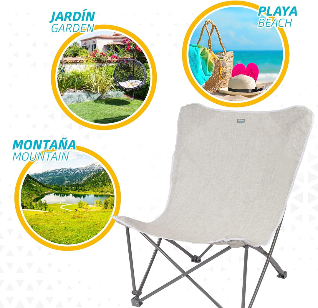 AKTIVE 62638 Strandkorb beige XL mit Schultergurt, Steel + TEXTILENE