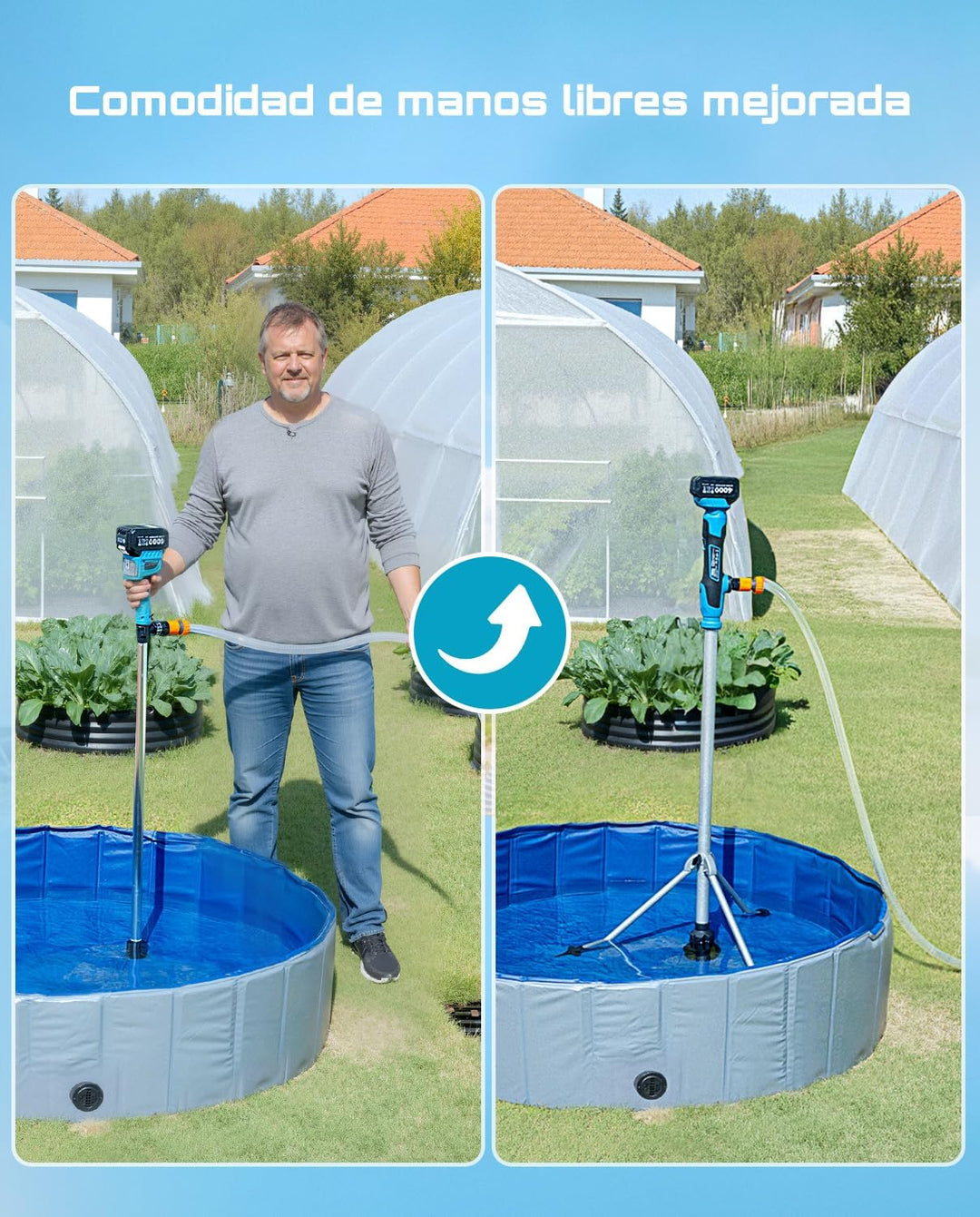 SEESII Kabellose Stab-Wassertransferpumpe mit Stativ, Hands-free, Tragbare Elektrische Wasserpumpe 2