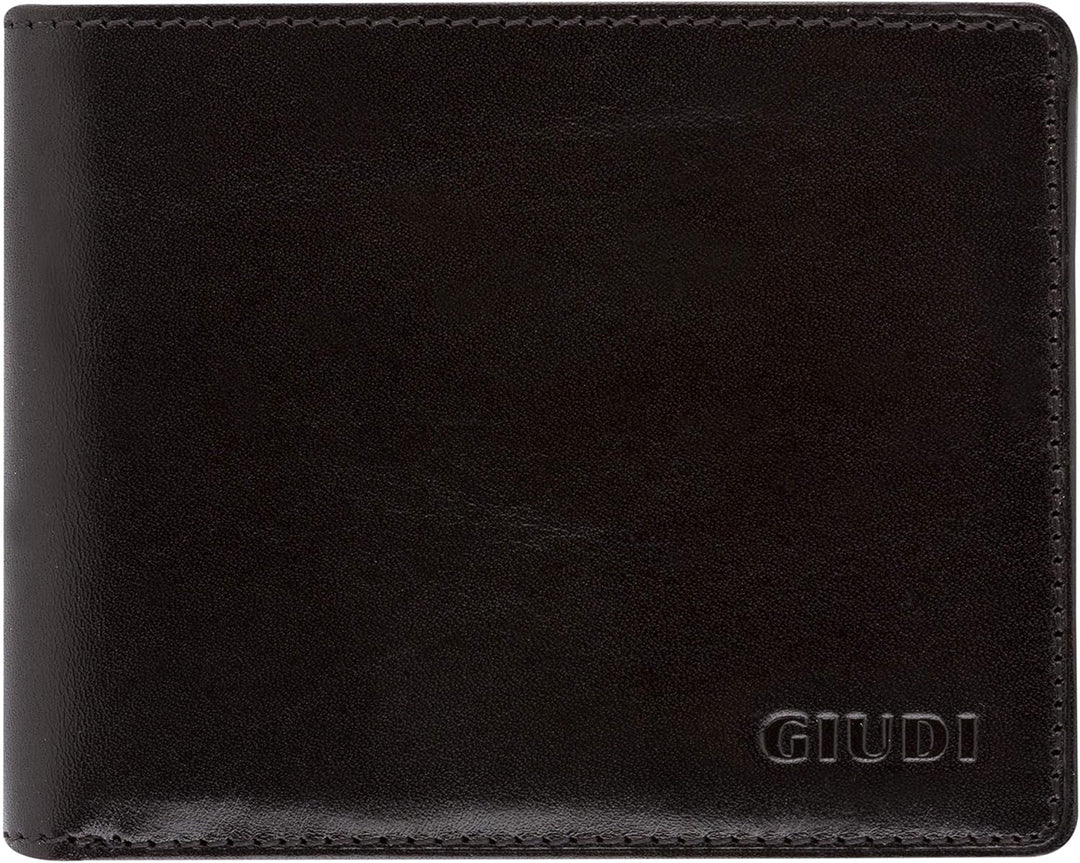 Giudi Herren-Geldbörse, Rindsleder, Mittelgross, Braun (Schwarz), Schwarz