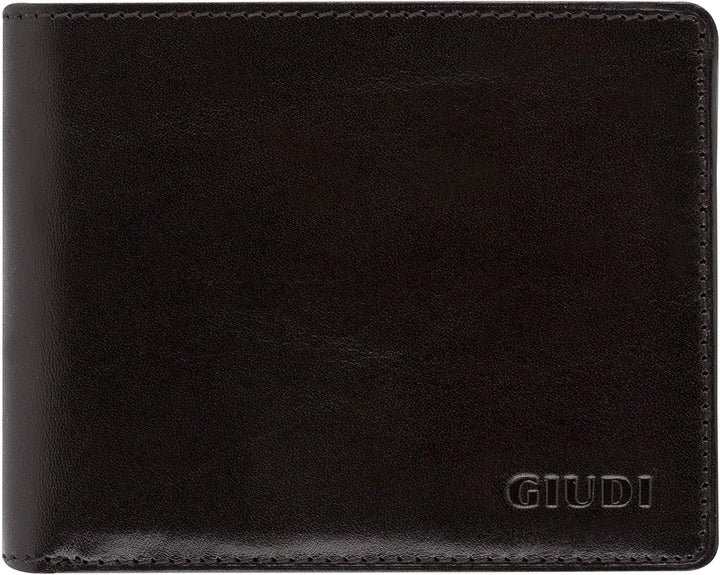 Giudi Herren-Geldbörse, Rindsleder, Mittelgross, Braun (Schwarz), Schwarz