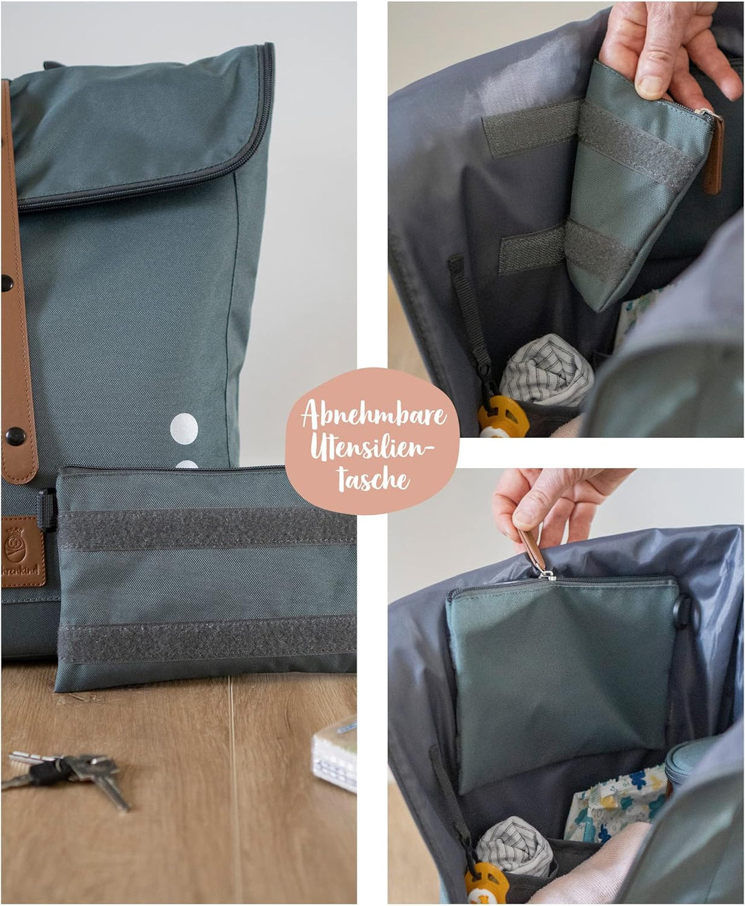 Ehrenkind® Wickeltasche Rucksack | Grosser Wickelrucksack mit Multifunktions-Babytaschen und mobiler