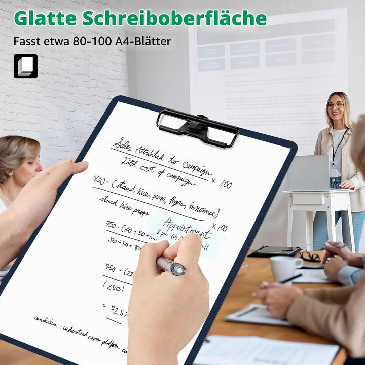 Klemmbrett A4, 6er Klemmbretter mit Stifthalter, Kunststoff Klemmmappe A4, Clipboard zum Aufhängen,