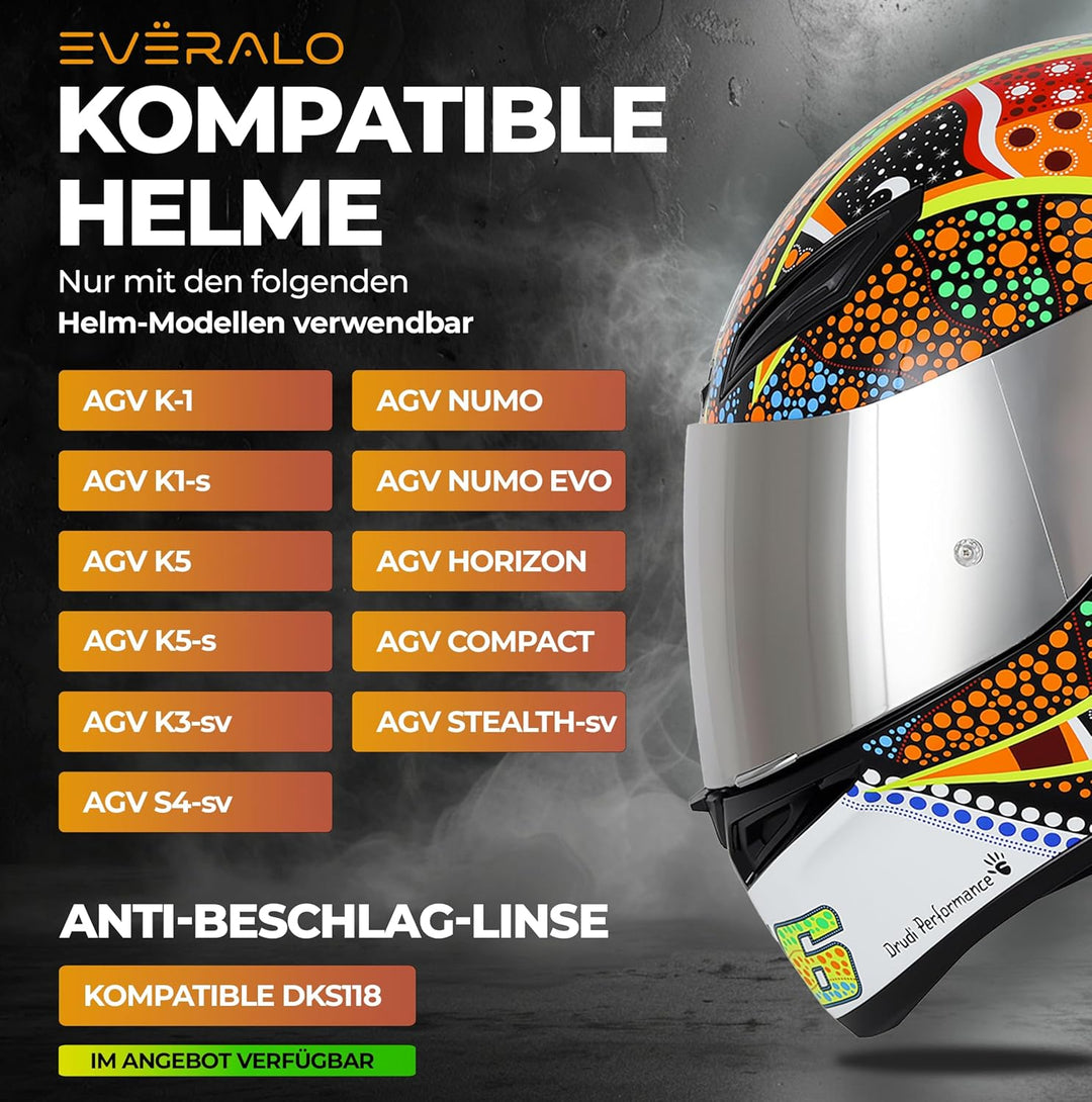 Everalo Kompatibel mit Agv K1 Visier - K3sv - K5 - K5s - K1s - S4sv - Horizon - Skyline - Strada - S