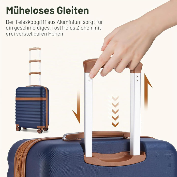 KONO Kofferset 3-teilig Trolley Reisekoffer leicht aus ABS+PC mit 4 Rollen Hartschalenkoffer TSA Sch