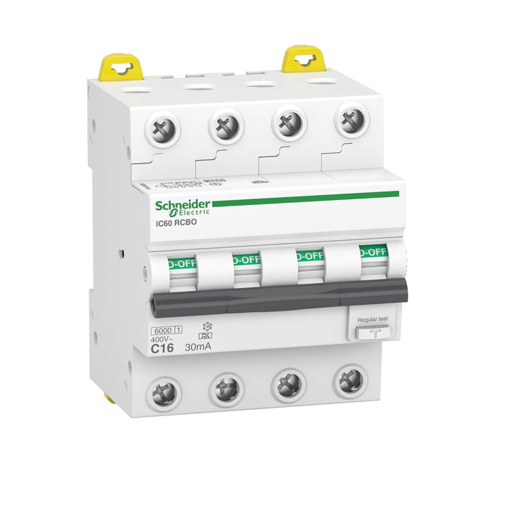 Schneider Electric A9D67416 FI/LS-Schalter iC60N, 4P, 16A, C-Char., 30mA, Typ A, 6kA 4-Polig 16 Ampe