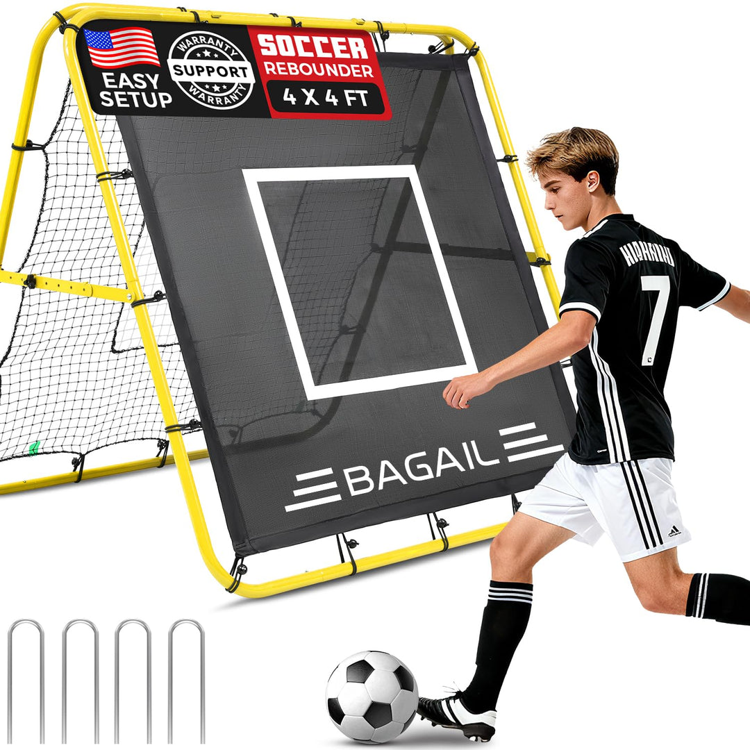 BAGAIL Doppelseitiges Rebounder-Netz, Fussballnetze, verstellbare Winkel, anpassbare Struktur, Rebou