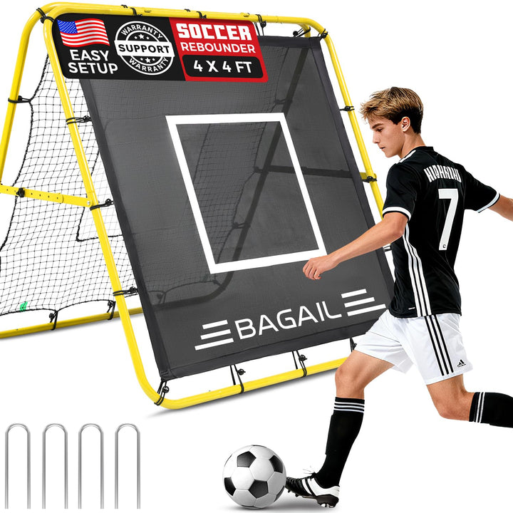 BAGAIL Doppelseitiges Rebounder-Netz, Fussballnetze, verstellbare Winkel, anpassbare Struktur, Rebou