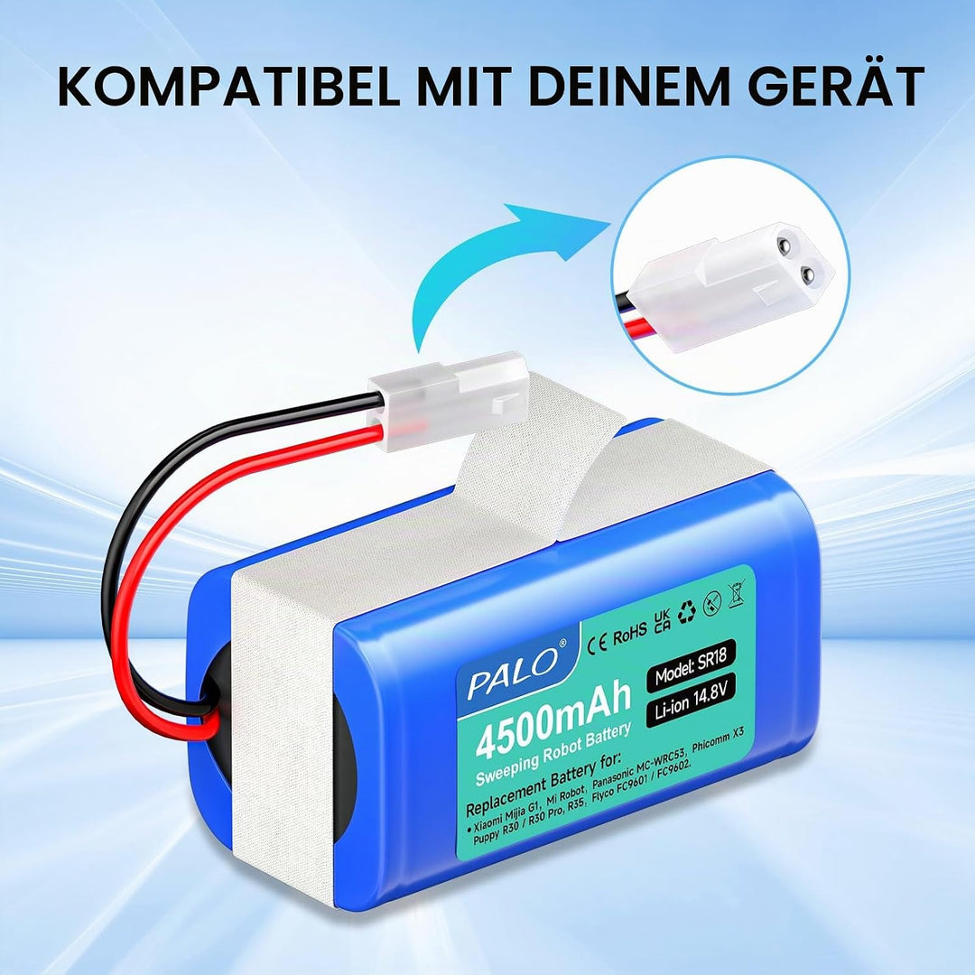 4500mAh Ersatzakku für Xiaomi Mi G1, H18650CH-4S1P Vacuum Mop, Robot Vacuum E12, Rowenta RS-RT900866