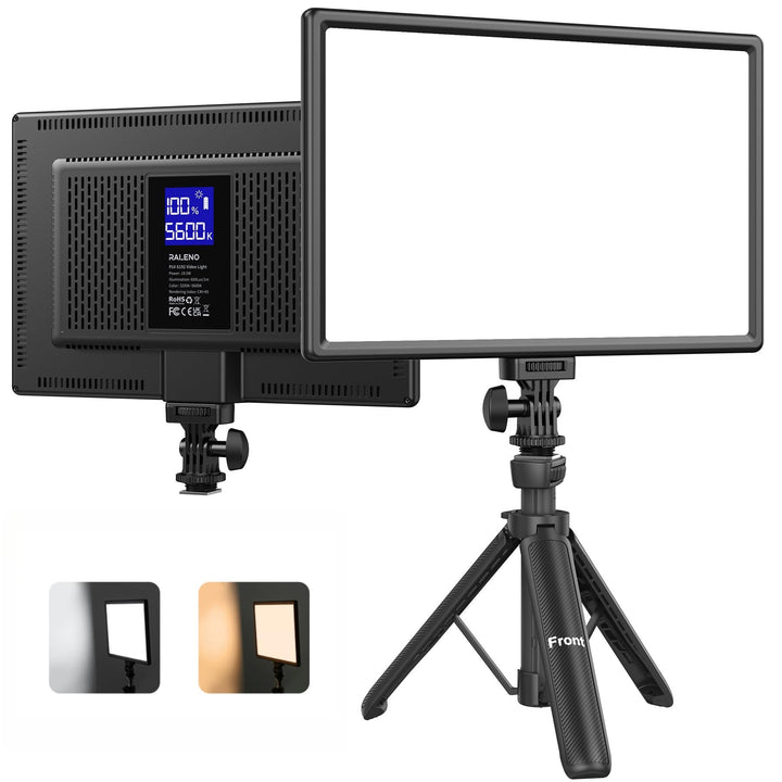 RALENO LED Videoleuchte, 19.5W Videolicht Eingebaute 2 * 4000mAh Akku CRI95+ 3200K-5600K Einstellbar