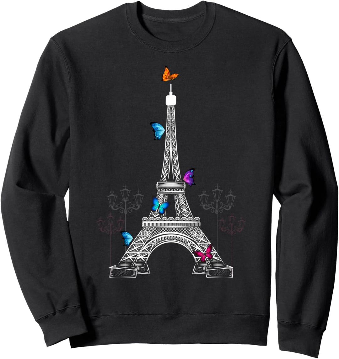 Schmetterling mit Eiffelturm französische Pariser Heimat Sweatshirt