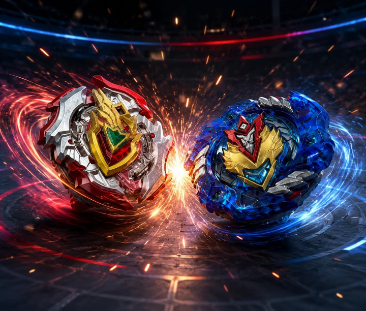 Valkyrie&Achilles 4er Bey Kampfkreisel mit Kasten Metal Fusion Blade Kreisel Set, mit Launcher Griff
