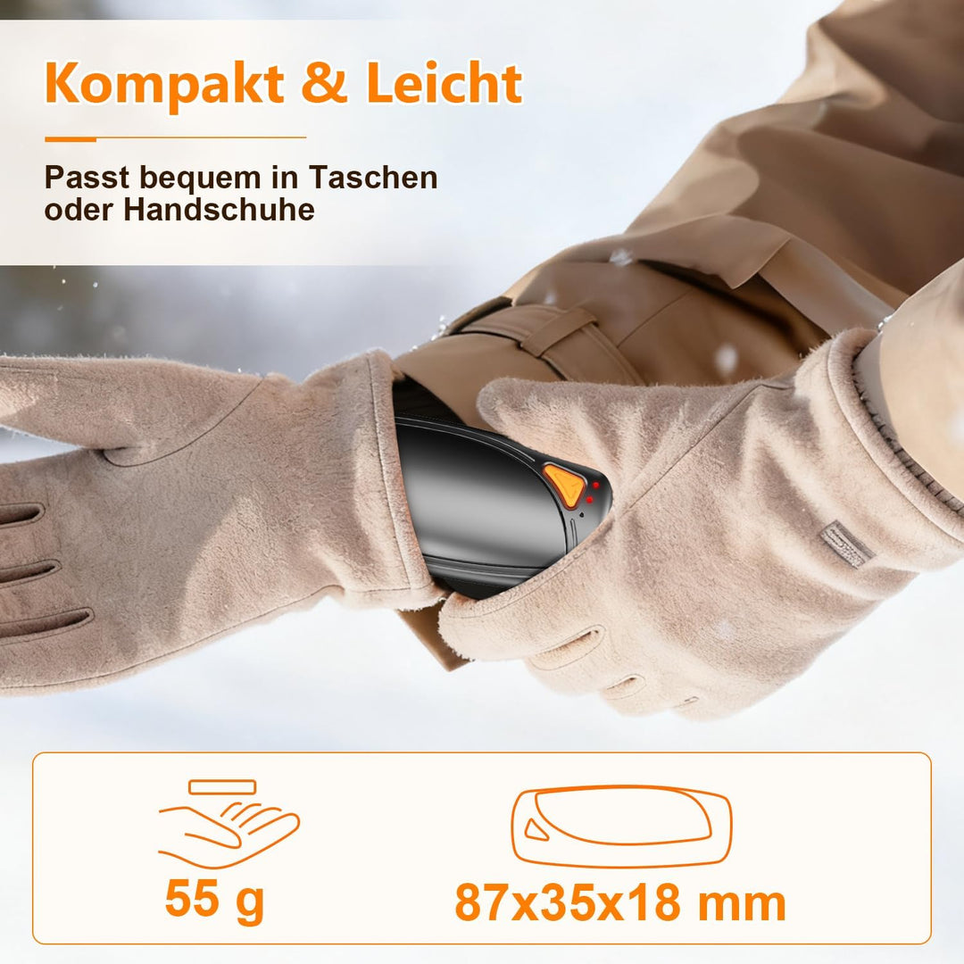 Lepwings Handwärmer Elektrisch 2er-Pack mit Ladecase, 14.000 mAh, Wiederverwendbare Taschenwärmer, B