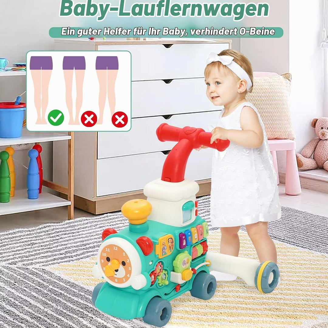 3-in-1 Baby Lauflernwagen, Multifunktionales Lauflernhilfe mit 10+ Pädagogischen Spielmodi, Licht &amp;