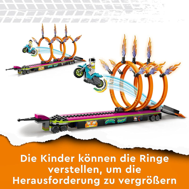 LEGO 60357 City Stuntz Stunttruck mit Feuerreifen-Challenge, mit schwungradbetriebenem Motorradspiel
