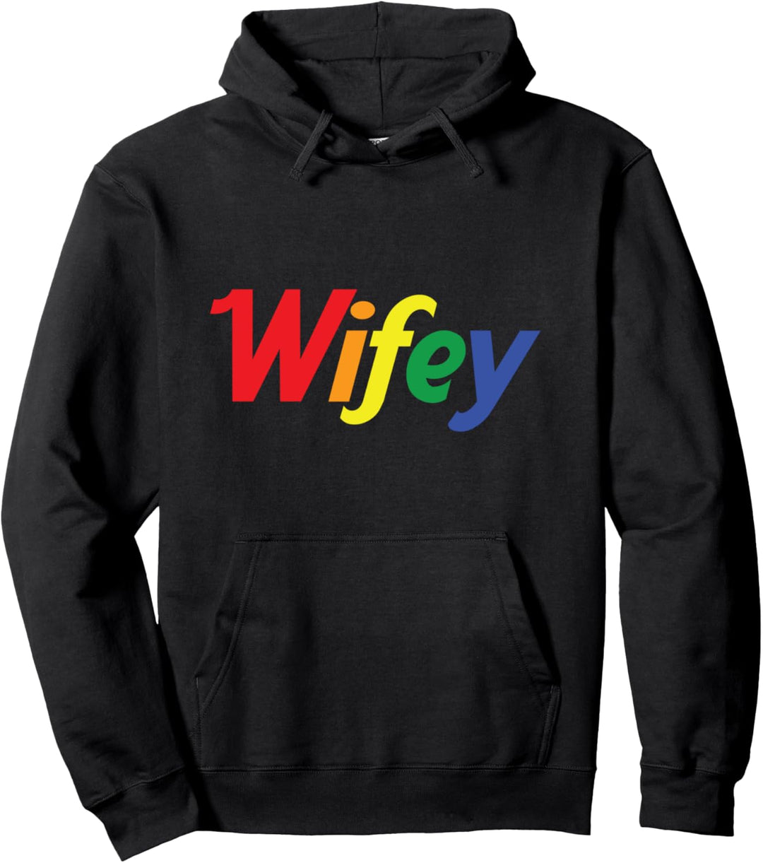 Lesbian Couples Matching Wifey LGBT Rainbow Wife Married Pullover Hoodie