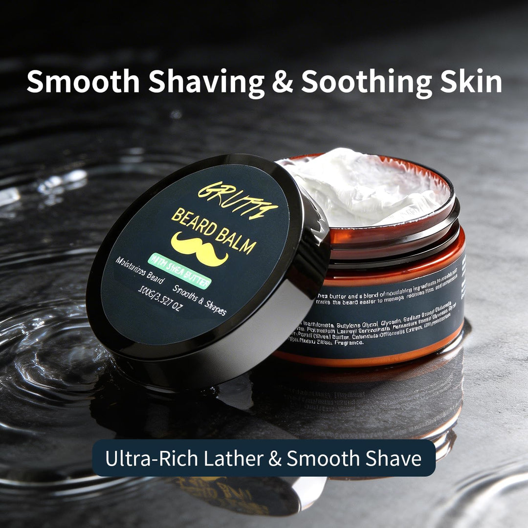 GRUTTI Rasier-Set 4-in-1: Rasierbürste + Rasierbecher + Rasierständer + Rasiercreme, Luxus Rasurerle