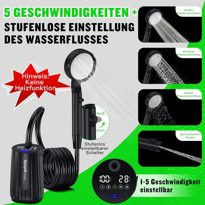 Spopal Campingdusche, [Aktualisierte Version - 10000mAh] Mobile Dusche mit Pumpe,Campingdusche Tragb
