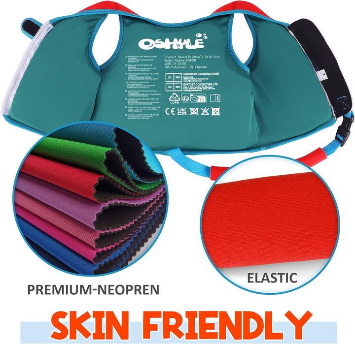 OSHYLE Kinder Schwimmweste - Jungen Mädchen Neopren Schwimmen Jacke Kleinkind Schwimmen Floating Neo