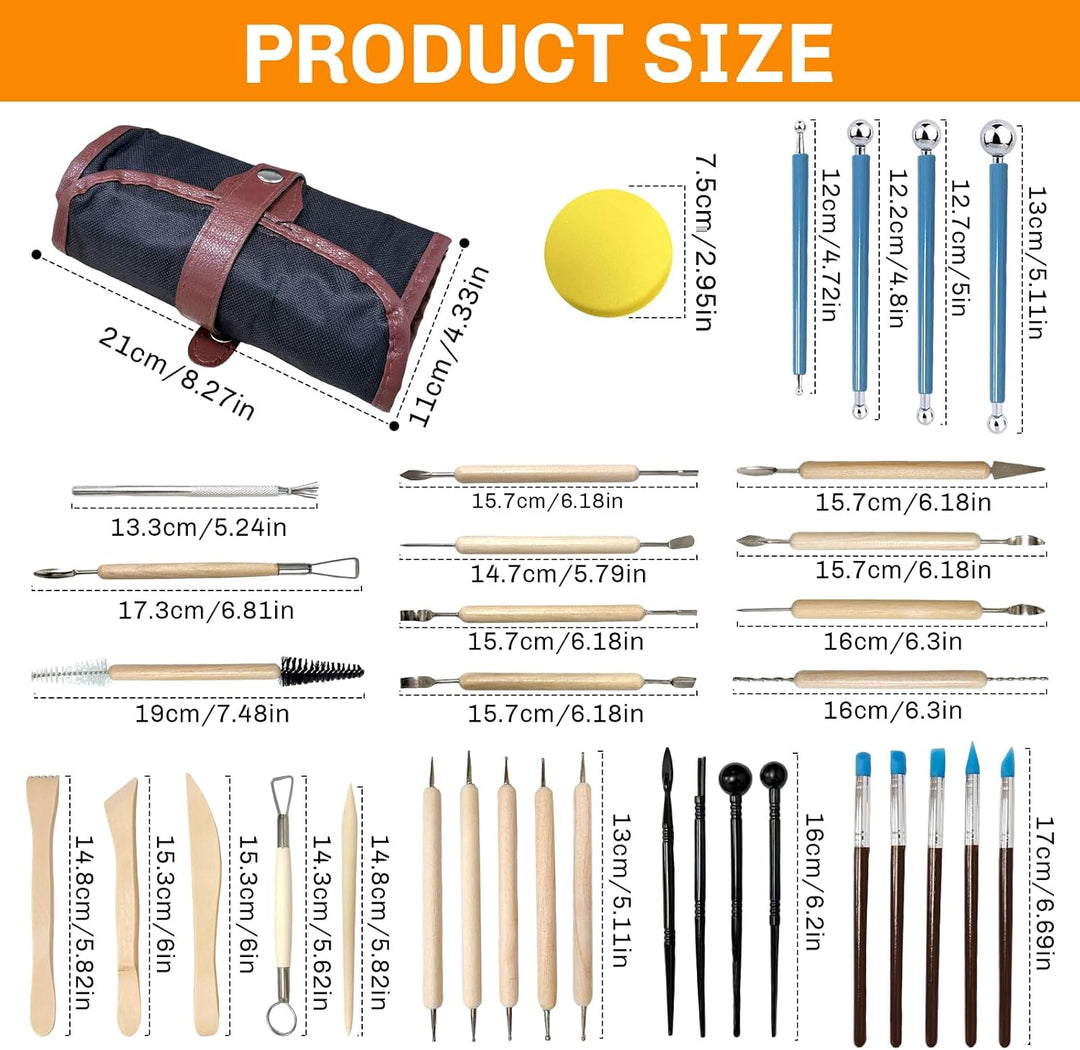 36 Stück Töpferwerkzeug Set Modellierwerkzeug Ton Werkzeug Töpferset Polymer Clay Tools Modelierwerk