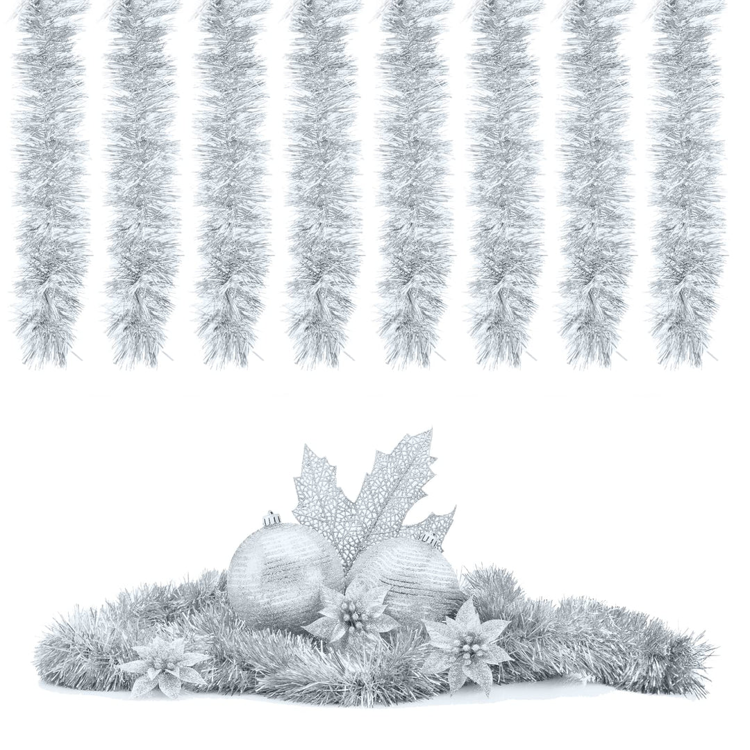 Weihnachtsbaum Lametta Girlande,8Pcs Glänzend Weihnachtsbaum Ornamente,Weihnachtsdeko Metallische Gi