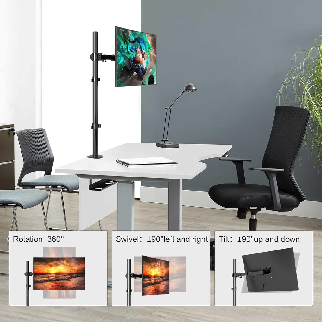 suptek Monitor Arm mit Laptop Halterung, Volleinstellbar für 13-27 Zoll LCD LED Bildschirm bis zu 17