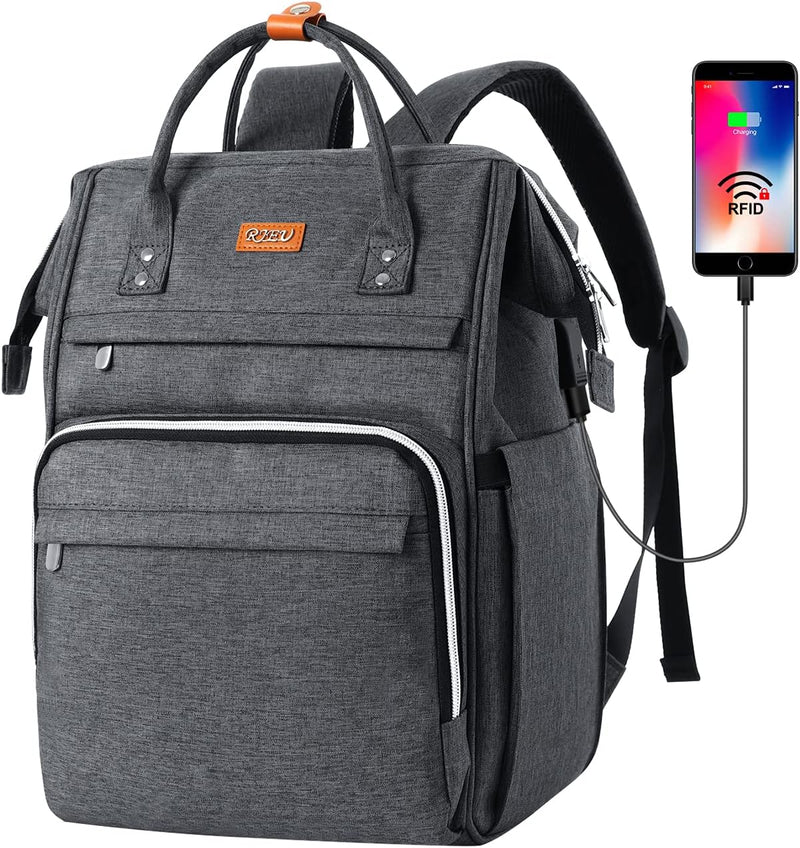 Rucksack Damen, Wasserdichte Rucksack Schule mit 17 Zoll Laptopfach, Schulrucksack Mädchen Teenager