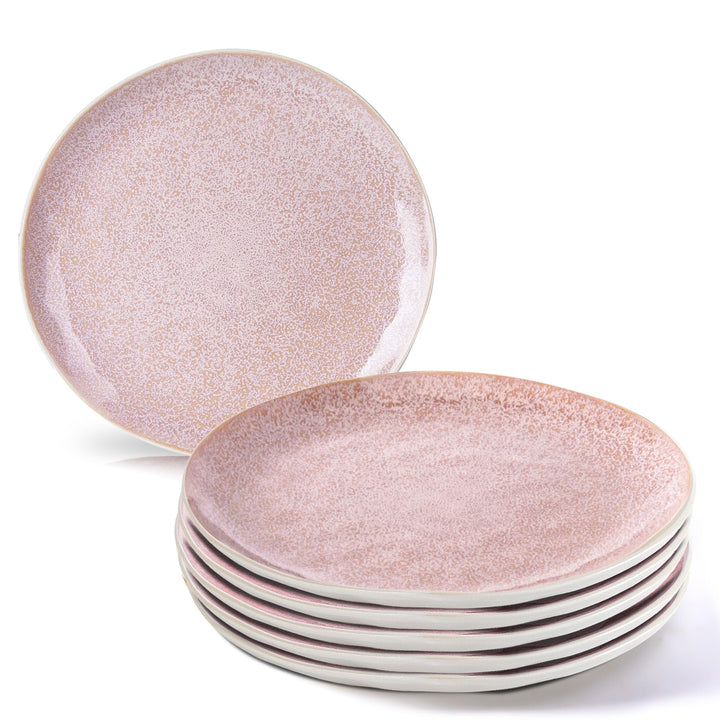 MIAMIO – 6 x 28 cm Teller/Speiseteller Set aus Steingut Keramik Geschirr Set Handmade - Lumera Kolle