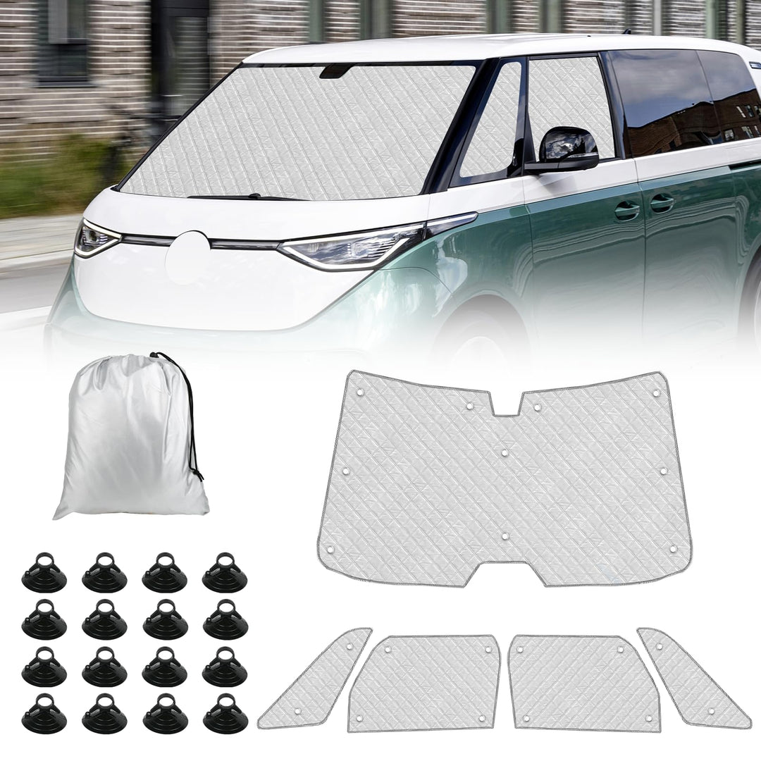 Thermomatte Fahrerhaus Innen Kompatibel mit VW ID Buzz 2022-2026, 5PCS SWB Faltbare Isolierte Sonnen