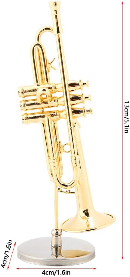 Hapivida Miniatur Trompetenmodell, Zarte Goldene Mini Trompete Instrument Dekoration Messing Instrum