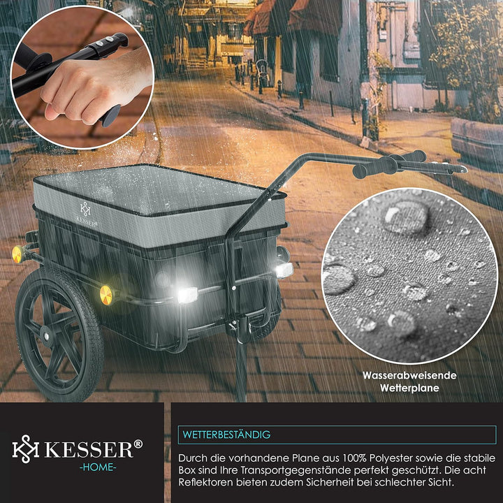 KESSER® Fahrradanhänger, Lastenanhänger, Handwagen mit Kupplung, Hochdeichsel, für Fahrrad Transport