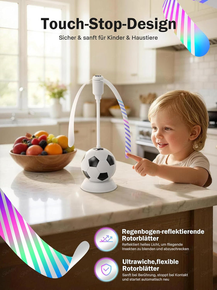 Fliegenwedler, Fliegenabwehr Tischventilator mit Haken, Soft-Stop, Tragbarer Mückenventilator& Flieg