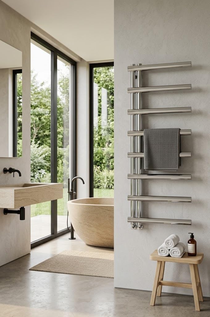 Aspira Home Moderner Design Badheizkörper „Cosy“ - Chrom - Mittelanschluss 1/2“ - 500x1150mm - Handt