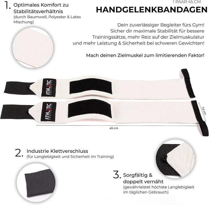 ATHLETIC AESTHETICS Handgelenk Bandagen Fitness - Wrist Wrap (45 cm im Paar) Handgelenkbandage für K