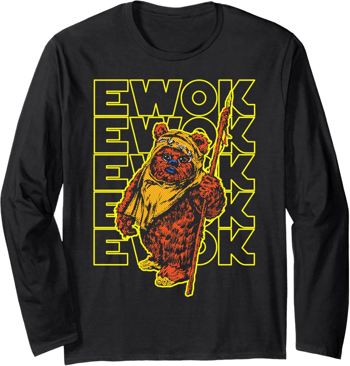 Star Wars Retro Ewok Big Halftones Langarmshirt