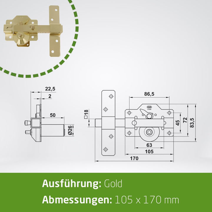 Amig - Aufliegendes Türriegelschloss mit Öffnungsknopf, Sicherheitsriegel und Sperrhebel aus verchro