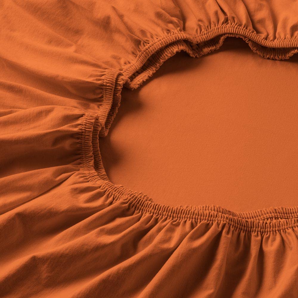 ESTELLA Topper-Spannbetttuch Zwirnjersey | Terracotta | 100x200 cm | passend für Topperhöhen von 7-1