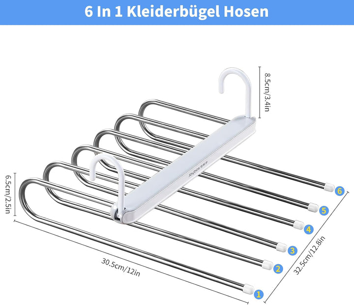 MOPUP Hosenständer, platzsparend, 1er-Pack 6-in-1-Hosenständer aus Edelstahl, multifunktionaler, Rut