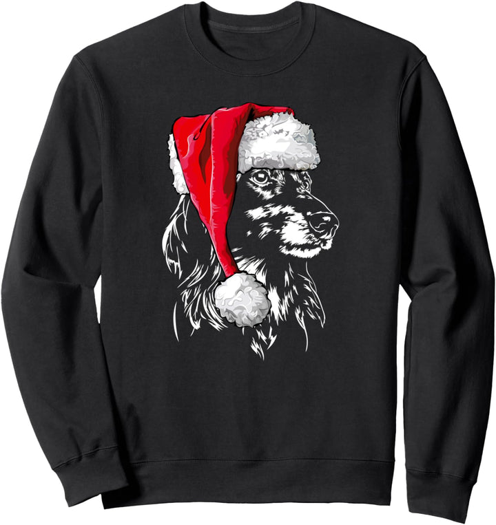 Miniature Langhaardackel Weihnachtsmann Weihnachten Hunde Sweatshirt