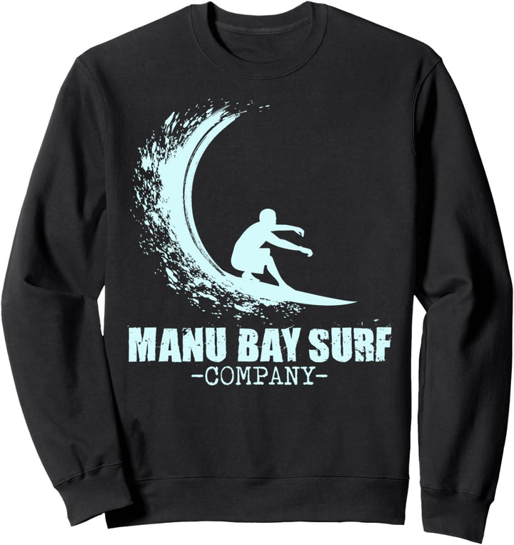 Manu Bay Surf Company New Zealand Surfer Light Blue Logo Sweatshirt